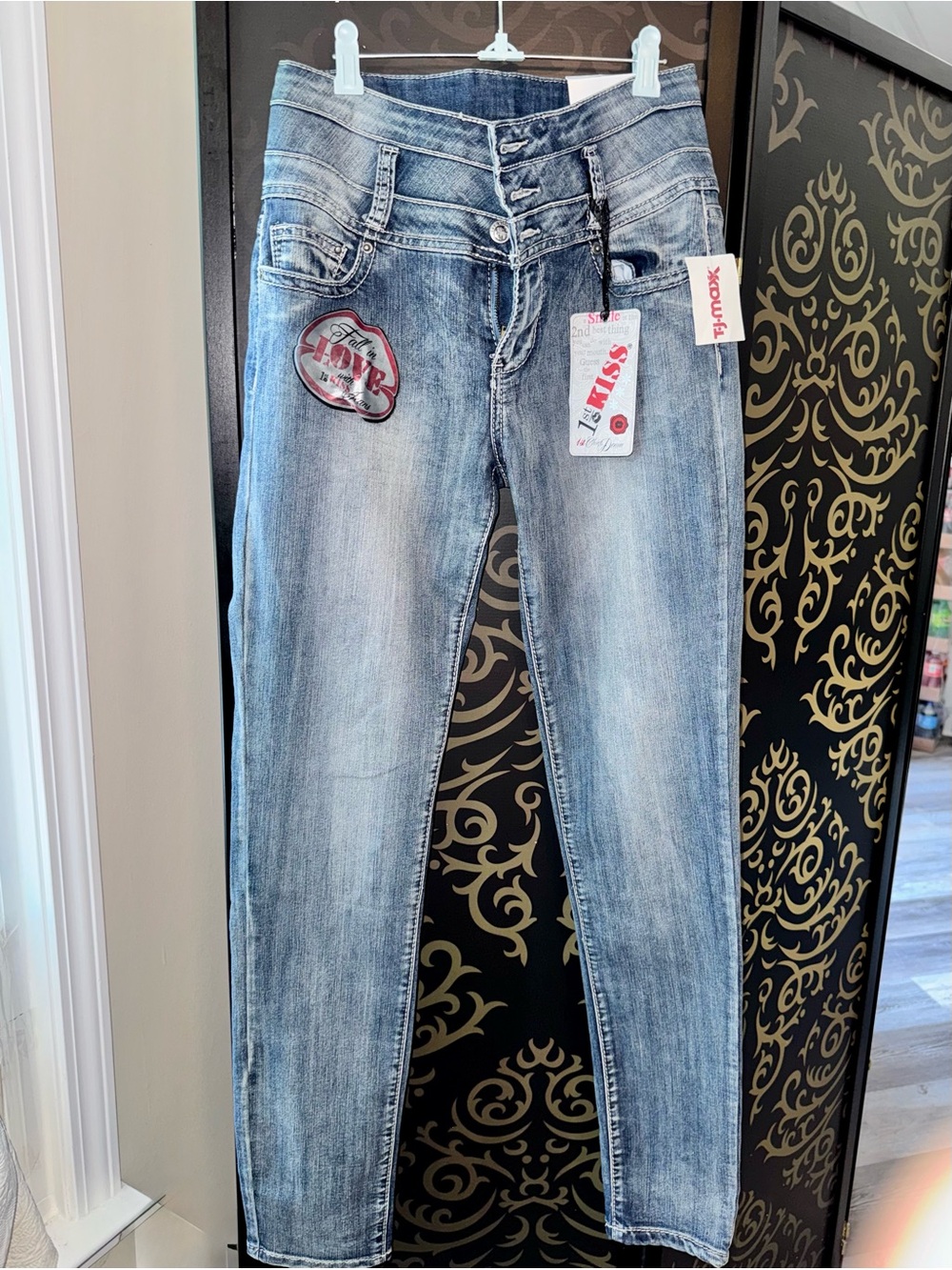 1st Kiss Light Blue Skinny Jeans with High Waist Detail